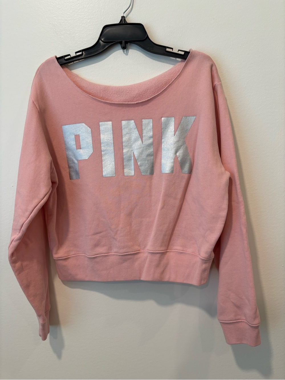 PINK Victoria's Secret Off-Shoulder Fleece Sweatshirt - Pink